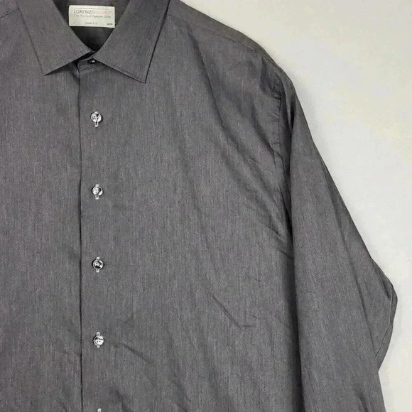 Lorenzo Uomo Trim Fit Mens Gray Dress Shirt Sz 17 Button Up Spread‎ Collar NWOT - Picture 6 of 16